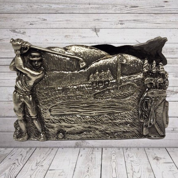 Unbranded Accessories Pewter Business Card Holder Golf Swinging